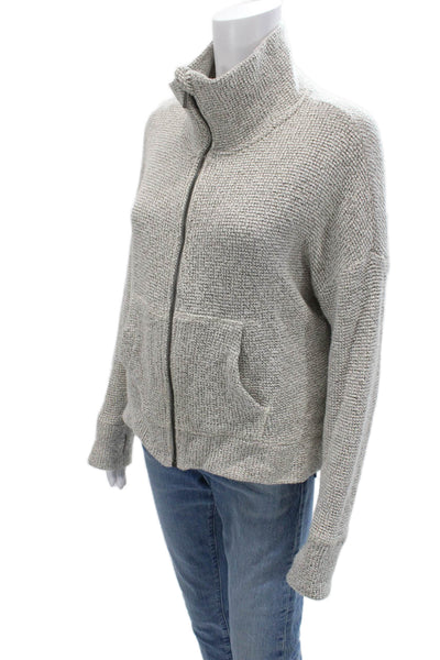 Sweaty Betty Unisex Gray Full Zip Sweater High Neck Long Sleeve Size M