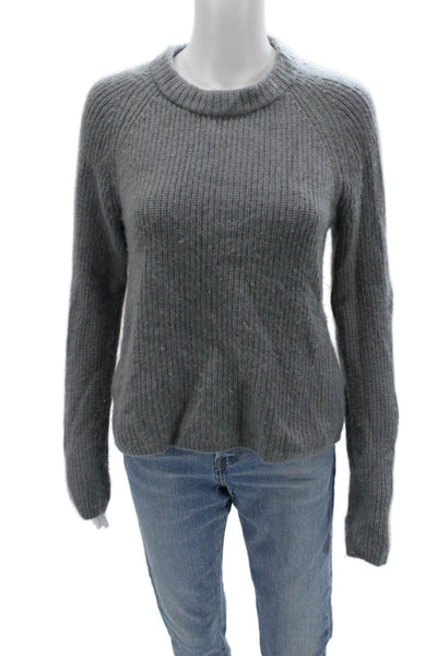 Quince Unisex Pullover Sweater Gray Acrylic Blend Crew Neck Long Sleeve Size M