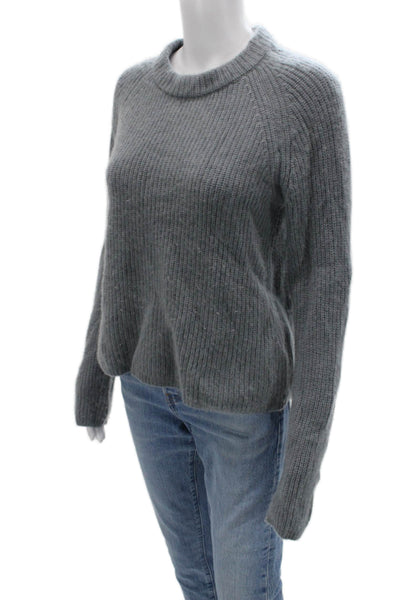 Quince Unisex Pullover Sweater Gray Acrylic Blend Crew Neck Long Sleeve Size M