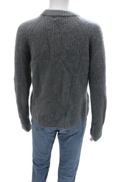 Quince Unisex Pullover Sweater Gray Acrylic Blend Crew Neck Long Sleeve Size M