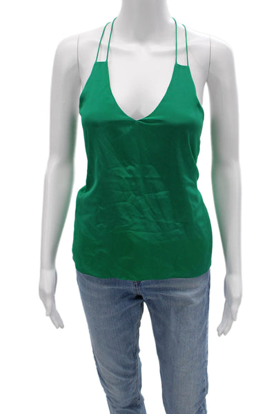 Townsen Women Silk V-Neck Camisole Green Sleeveless Beach Size XS