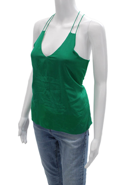 Townsen Women Silk V-Neck Camisole Green Sleeveless Beach Size XS