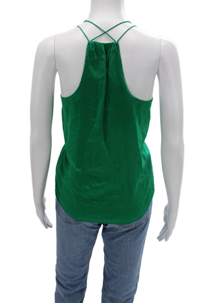 Townsen Women Silk V-Neck Camisole Green Sleeveless Beach Size XS