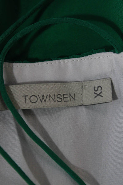 Townsen Women Silk V-Neck Camisole Green Sleeveless Beach Size XS