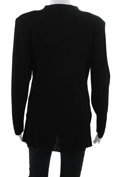 Exclusively Misook Women Black Full Zip Cardigan 100% Acrylic Mock Neck Size S