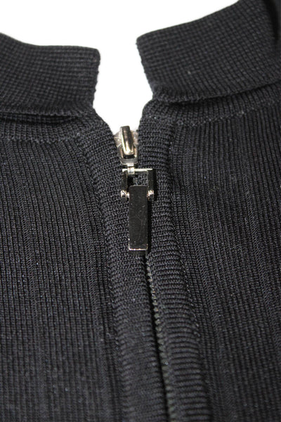 Exclusively Misook Women Black Full Zip Cardigan 100% Acrylic Mock Neck Size S