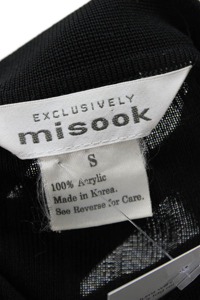 Exclusively Misook Women Black Full Zip Cardigan 100% Acrylic Mock Neck Size S