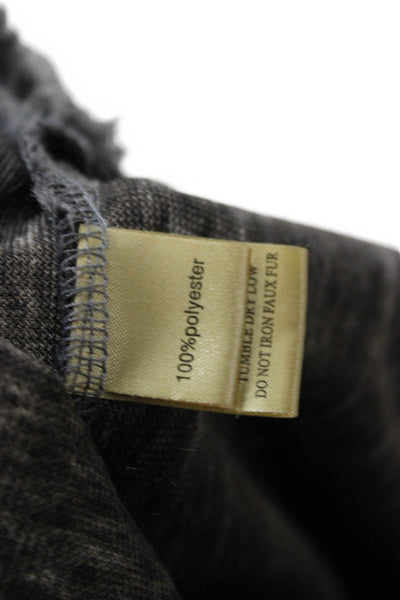 True Grit Unisex Dark Gray Striped Mock Neck Zip Pullover Size M