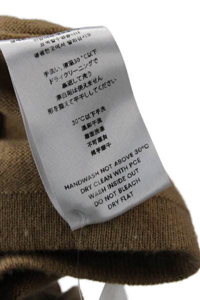 Gentle Herd Unisex Pullover Wool Button Collared Sweater Brown Size M