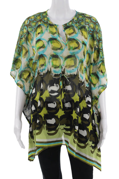 Lafayette 148 New York Women Silk Tunic Blouse Black Geometric Size S