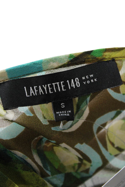 Lafayette 148 New York Women Silk Tunic Blouse Black Geometric Size S