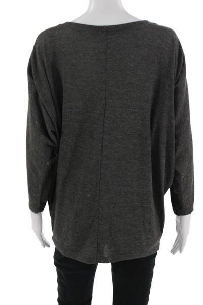 Poetry Women Basic Tunic Sweater Dark Gray 3/4 Sleeve Round Neck Size L