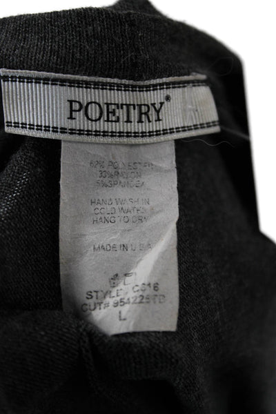 Poetry Women Basic Tunic Sweater Dark Gray 3/4 Sleeve Round Neck Size L