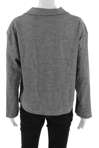 Gentle Herd Women Basic Gray 100% Wool V Neck Long Sleeve Top Size M