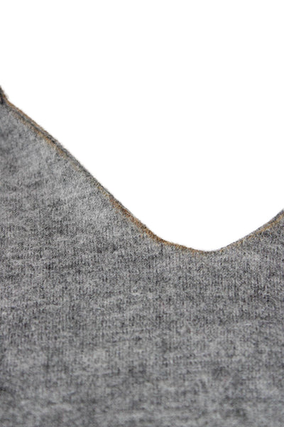 Gentle Herd Women Basic Gray 100% Wool V Neck Long Sleeve Top Size M