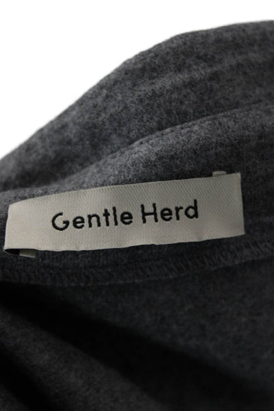 Gentle Herd Women Basic Gray 100% Wool V Neck Long Sleeve Top Size M