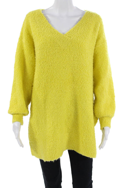 Pilcro Anthropologie Womens V-Neck Pullover Sweater Yellow Long Sleeve Size M
