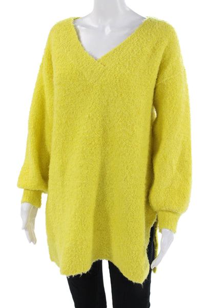 Pilcro Anthropologie Womens V-Neck Pullover Sweater Yellow Long Sleeve Size M