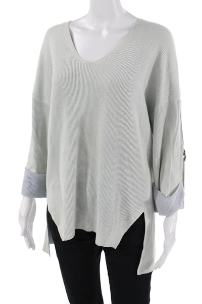 Margaret OLeary Unisex Gray V-Neck Cotton Pullover Button Long Sleeve Size L