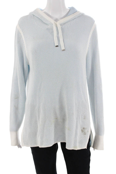 Blyse Spenard Women Pullover Hoodie Light Blue Drawstring Long Sleeve Size M