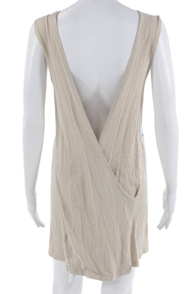 291 Women Tank T-Shirt Dress Beige Cotton Graphic Size 2