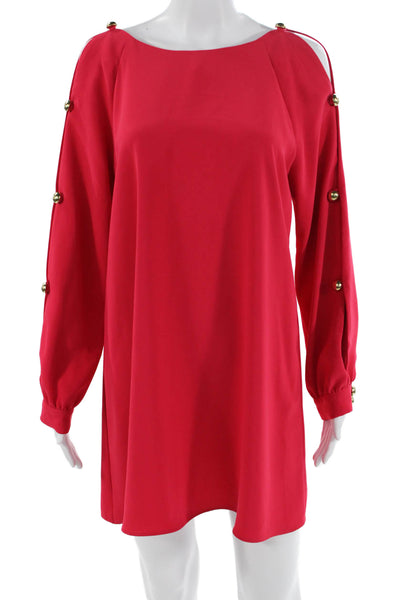 Amanda Uprichard Women Red Short Long Sleeve Shift Dress Petite Size M