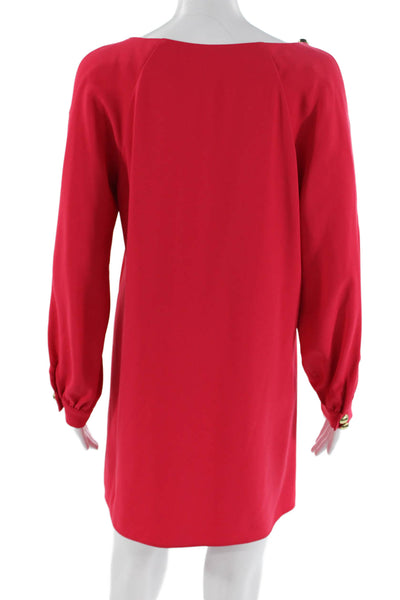 Amanda Uprichard Women Red Short Long Sleeve Shift Dress Petite Size M