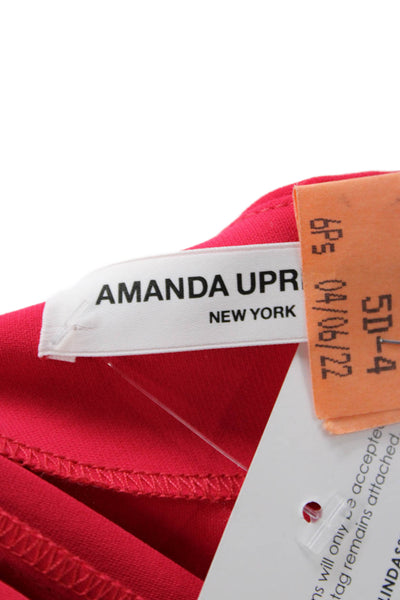 Amanda Uprichard Women Red Short Long Sleeve Shift Dress Petite Size M