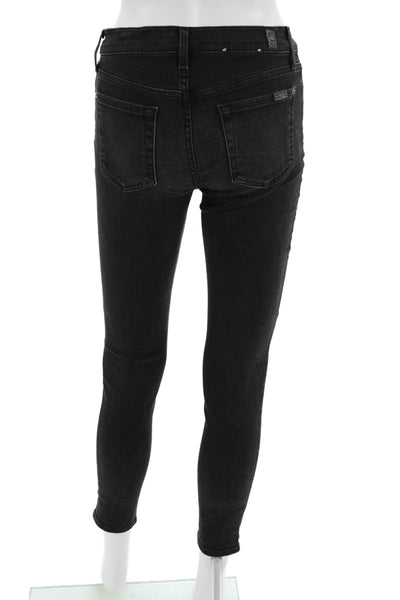 7 For All Mankind Women Black Ankle Skinny Jeans High Rise Size 25