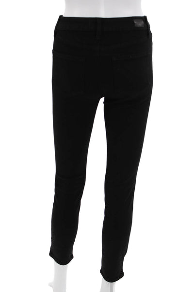 Paige Womens Ankle Skinny Jeans Black High Rise Button 28 Inseam Size 25