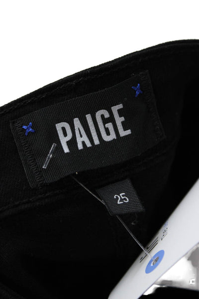 Paige Womens Ankle Skinny Jeans Black High Rise Button 28 Inseam Size 25