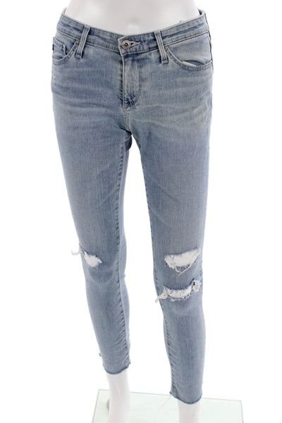 AG Adriano Goldschmied Womens Ankle Skinny Jeans Light Blue Size 25