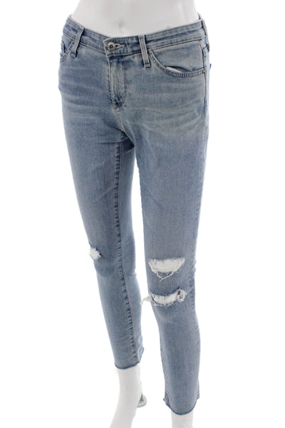 AG Adriano Goldschmied Womens Ankle Skinny Jeans Light Blue Size 25