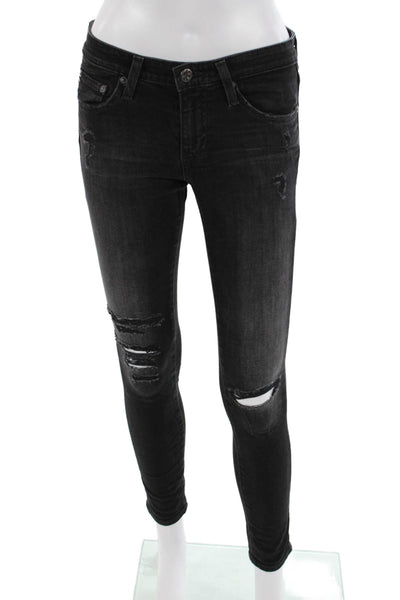 AG Adriano Goldschmied Womens Black Ankle Skinny High Rise Jeans Size 26