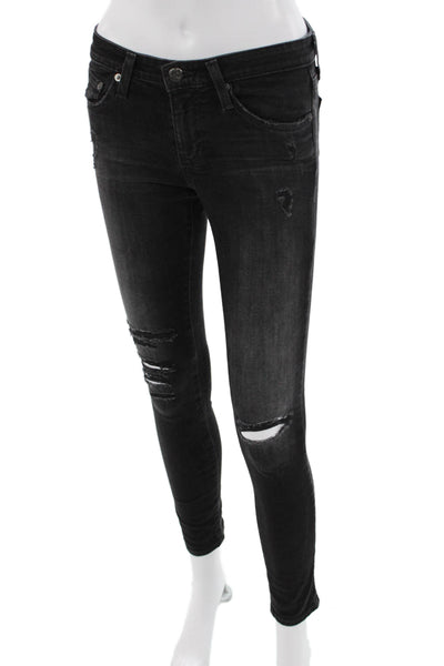 AG Adriano Goldschmied Womens Black Ankle Skinny High Rise Jeans Size 26