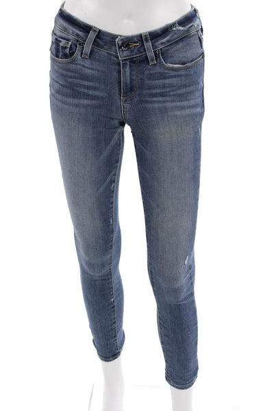 Paige Womens Ankle Skinny Jeans Blue High Rise 28 Inseam Size 25