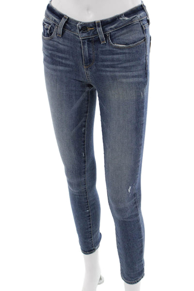 Paige Womens Ankle Skinny Jeans Blue High Rise 28 Inseam Size 25