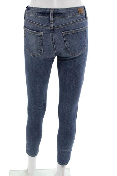 Paige Womens Ankle Skinny Jeans Blue High Rise 28 Inseam Size 25