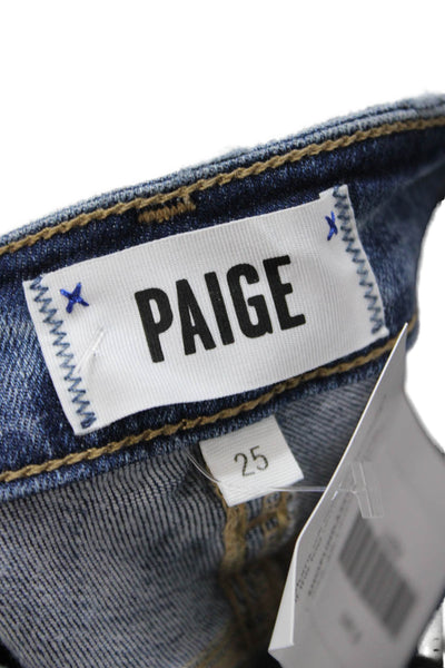 Paige Womens Ankle Skinny Jeans Blue High Rise 28 Inseam Size 25
