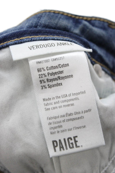 Paige Womens Ankle Skinny Jeans Blue High Rise 28 Inseam Size 25