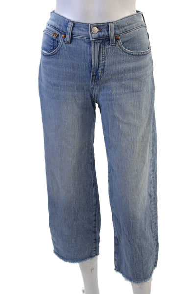 Madewell Womens Cropped Wide Leg High Rise Blue Jeans Size 24P