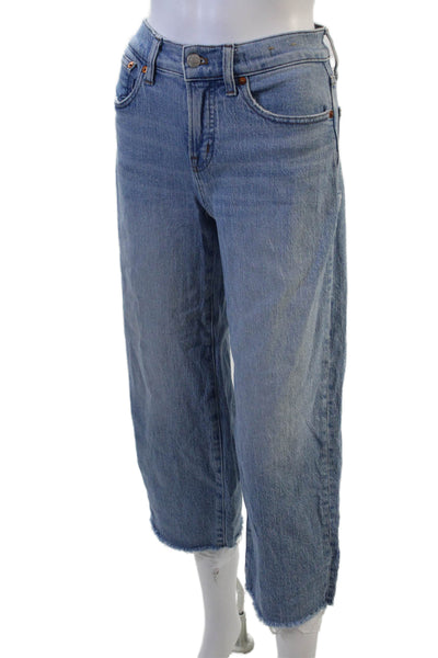 Madewell Womens Cropped Wide Leg High Rise Blue Jeans Size 24P