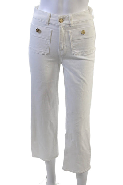 J Crew Women White Cropped Ankle High Rise Pants Size 23