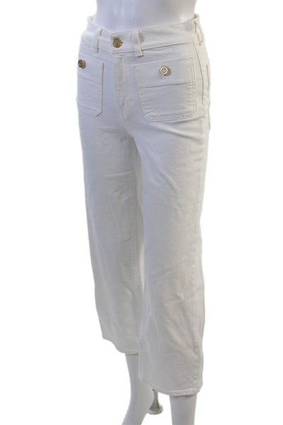 J Crew Women White Cropped Ankle High Rise Pants Size 23