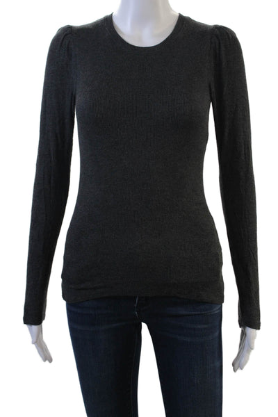 Goldie Women Basic Tee Dark Gray Modal Spandex Crew Neck Long Sleeve Size XS