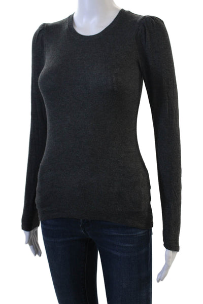 Goldie Women Basic Tee Dark Gray Modal Spandex Crew Neck Long Sleeve Size XS