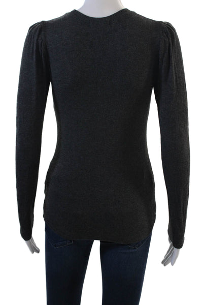 Goldie Women Basic Tee Dark Gray Modal Spandex Crew Neck Long Sleeve Size XS