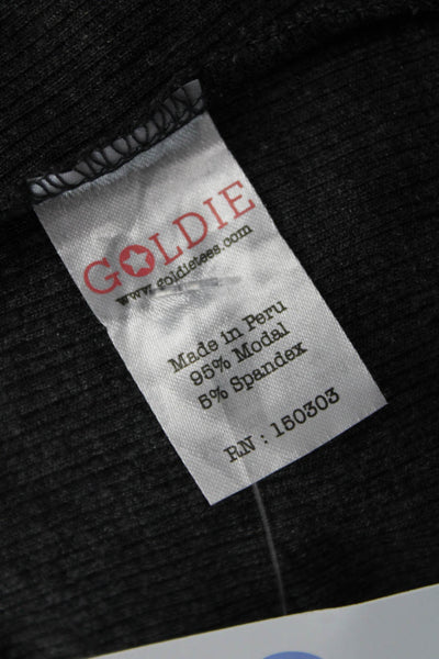 Goldie Women Basic Tee Dark Gray Modal Spandex Crew Neck Long Sleeve Size XS