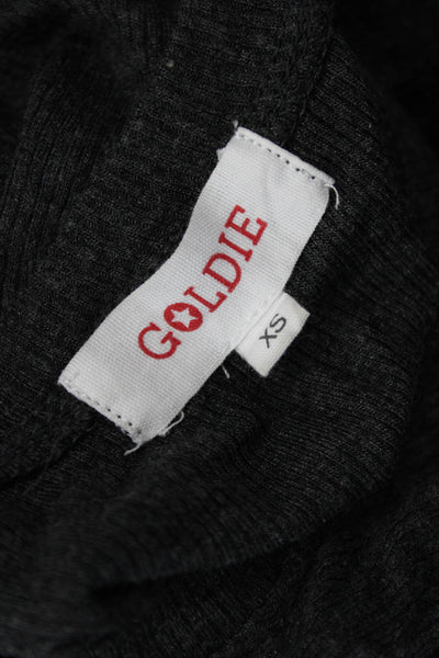 Goldie Women Basic Tee Dark Gray Modal Spandex Crew Neck Long Sleeve Size XS