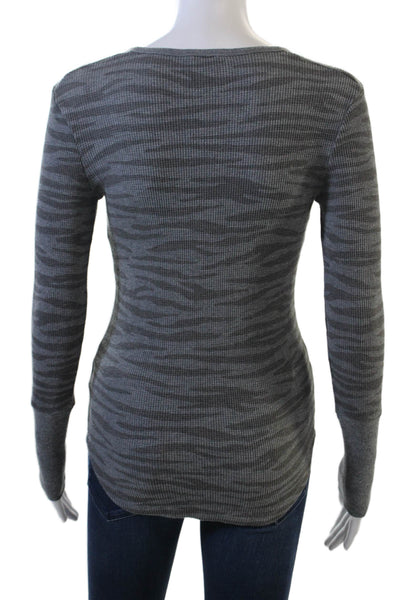Splendid Women Basic Camouflage Button-Up Top Dark Gray Long Sleeve Size XS